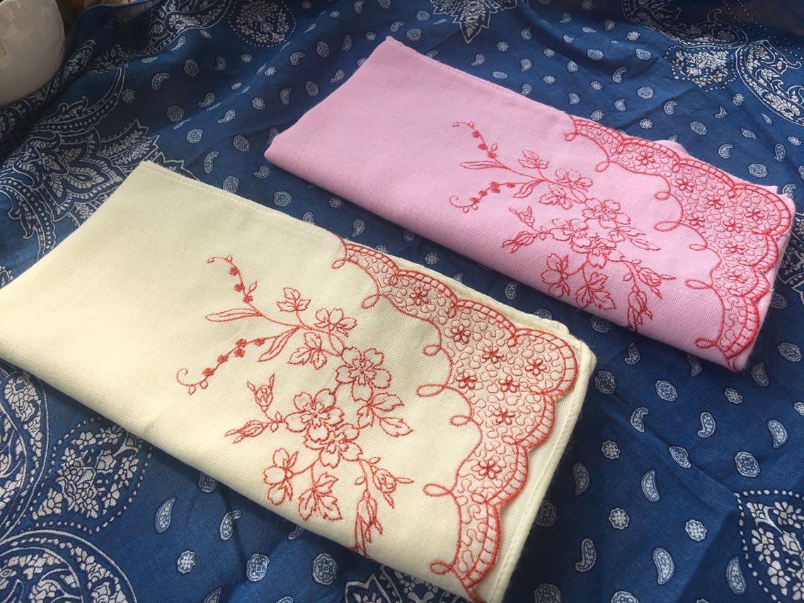 刺绣女士吸汗手帕手绢纯棉方巾