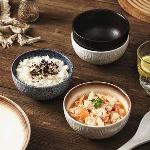 日式 米饭碗家用复古陶瓷碗汤面碗4.5寸流沙碗创意日系小碗盘