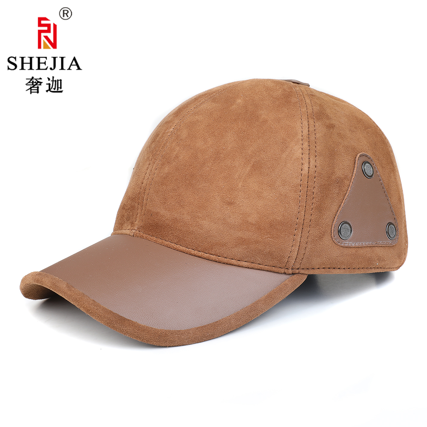 真皮春秋男士反绒羊皮棒球帽帽子鸭舌帽户外皮帽子休闲中老年百搭