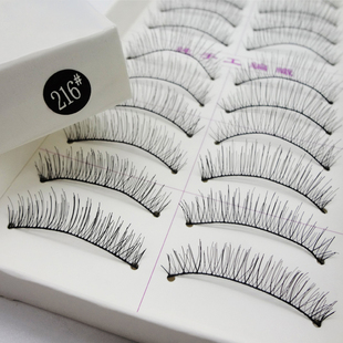 棉线梗假睫毛 软梗睫毛假睫毛216棉线梗216睫毛自然一盒10对装