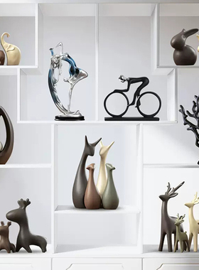 摆件家居装饰现代轻奢高档欧式陶瓷工艺礼品摆饰摆设客厅玄关电视