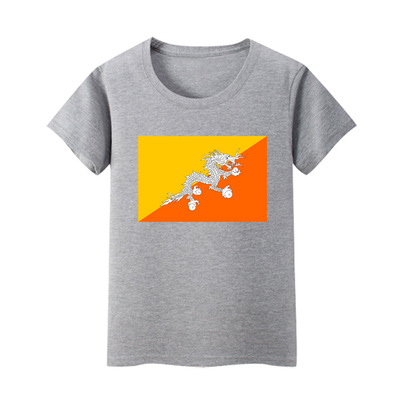 不丹国旗 短袖男女儿童班服小学生表演活动t恤文化衫上衣服装宝宝