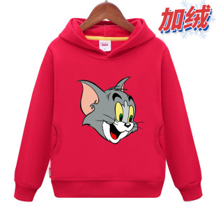 小猫咪头儿童卫衣加厚外套青少年加绒保暖带帽衫小孩子大童女童装