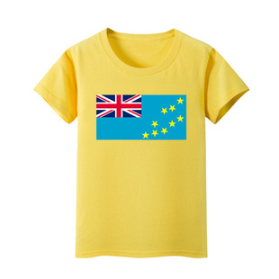 图瓦卢国旗短袖男女儿童装班服小学生表演活动t恤文化衫上衣服夏