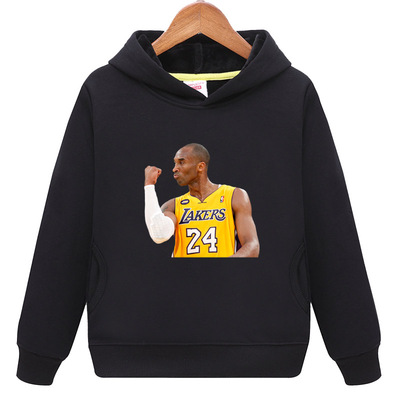 科比连帽加绒衫黄色卫衣服装男童大红色桔红女孩子外套头儿童