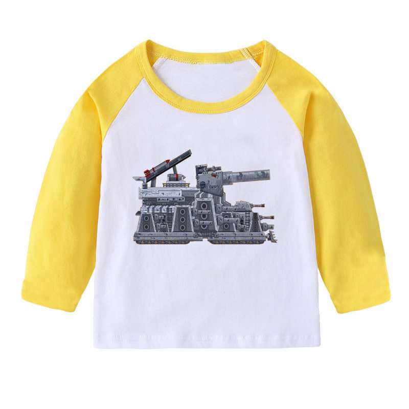 坦克男童黄色秋季新款卡通长袖T恤 宝宝儿童幼儿园洋气tank上衣服