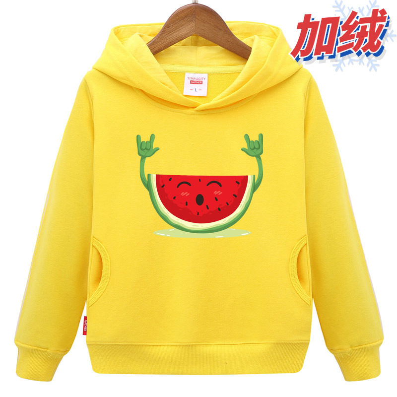 卡通西瓜卫衣儿童2冬季3女孩4加绒5宝宝6衣服7男童8童装10岁班服9