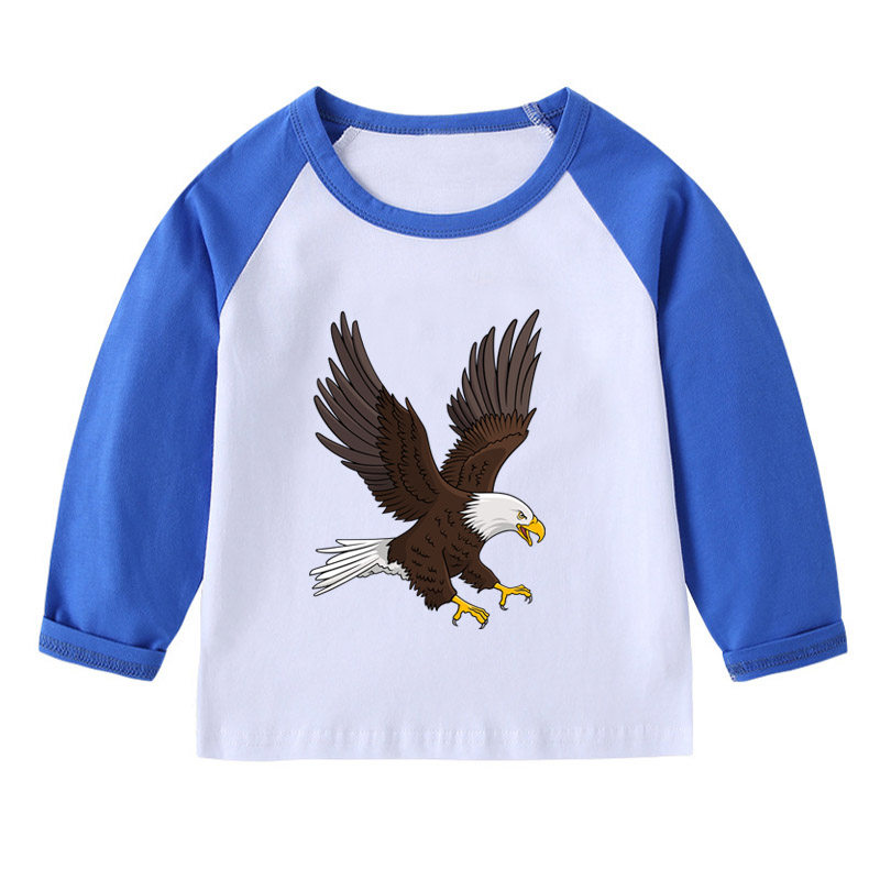 老鹰T恤春秋长袖上衣男童活动班服女儿童装亲子装宝宝上衣服
