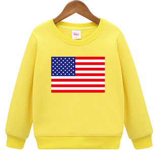 美国国旗圆领卫衣男女儿童装班服学生表演活动运动会上衣服加绒衫
