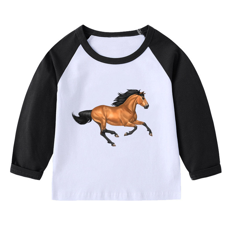 马儿童2年级3女孩4长袖T恤5宝宝6衣服7男童8童装9岁学生班服