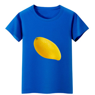 芒果纯色短袖 男女儿童装 青少年上衣小孩T恤纯棉吸汗衣服卡通水果