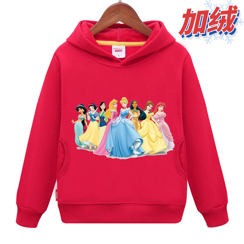 宝宝红色卫衣白雪公主女童冬装加绒加厚衣服女孩新款童装上衣外套