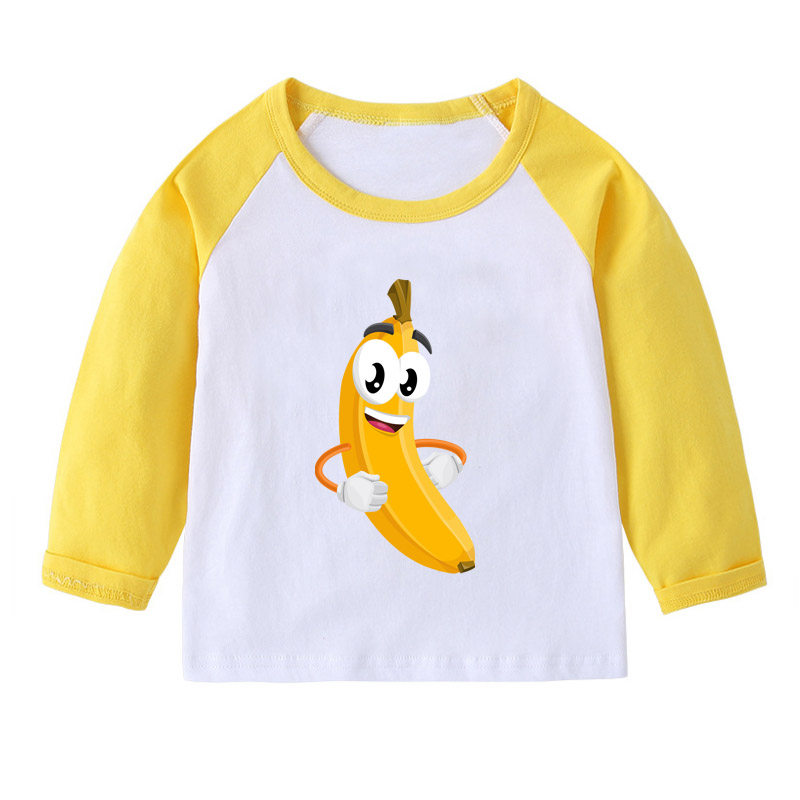 卡通香蕉儿童2年级3女孩4长袖T恤5宝宝6衣服7男童8童装岁学生班服