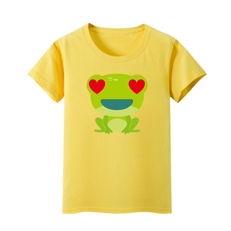 宝宝绿色t恤儿童夏纯棉衣服 男童女童短袖上衣青蛙童装幼儿园班服