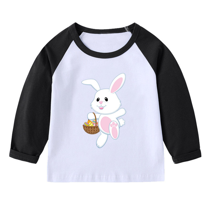 兔子T恤春秋长袖上衣男童活动班服女儿童装亲子装宝宝上衣服