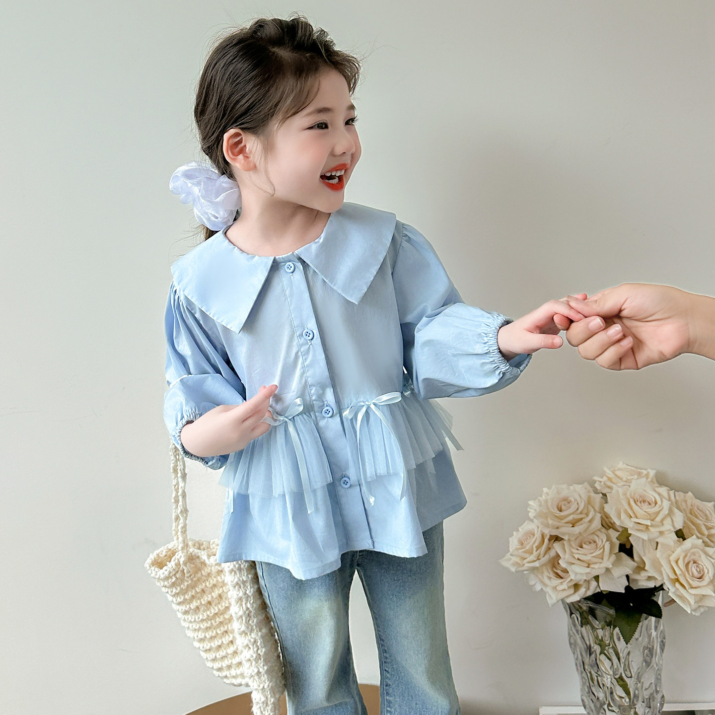 女童秋季衬衫2025新款儿童秋款时髦衬衣宝宝秋装上衣春秋款小衬衣