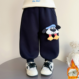 子冬季 女宝宝一体绒卫裤 2025新款 束脚棉裤 儿童加厚冬装 女童加绒裤