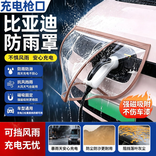 充电枪防雨罩适用比亚迪秦L宋PLUS唐海豚海鸥汽车电车充电口防水