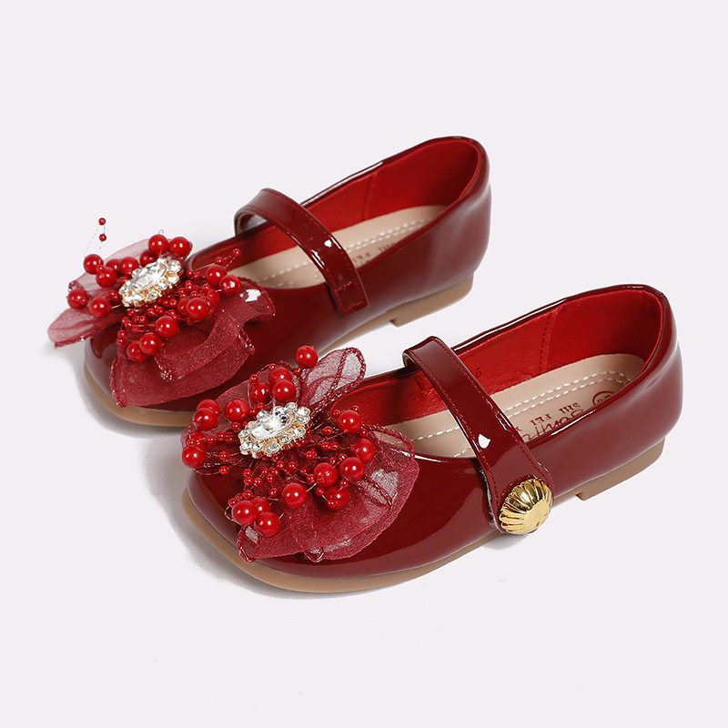 儿童小皮鞋2026春秋新款爱莎水晶鞋公主鞋女童时尚小女孩百搭宝宝