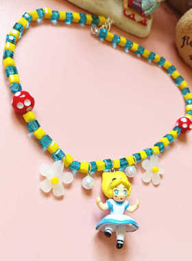 可爱梦游仙境卡通夏日水晶项链