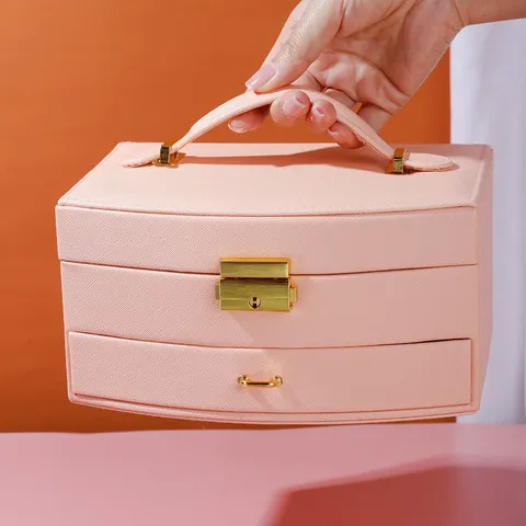 皮革饰品公主珠宝首饰盒双层收纳盒礼品盒儿童化妆盒