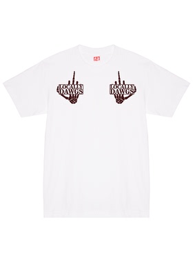 DBD WH LOCALLY DAWGS middle finger 中指印花全棉短袖T恤