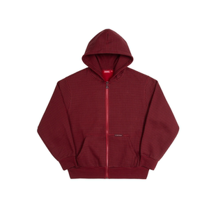 LDS 小格子印花连帽拉链卫衣