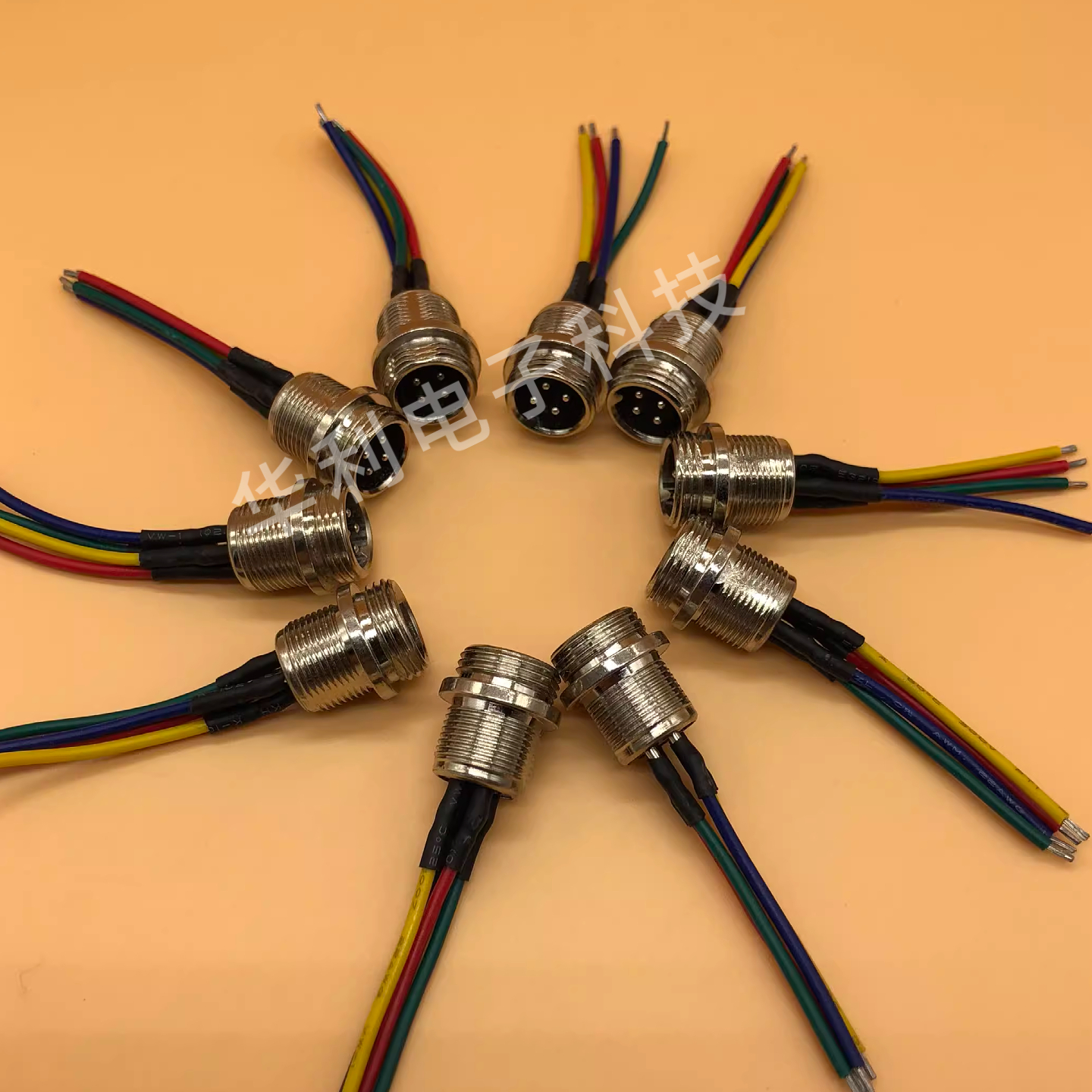 加工焊接GX12 GX16航空插带线航空插头插座 2P针至15芯电缆连接器