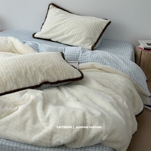 Layman外行 ins韩国博主风兔兔绒四件套冬季加厚保暖牛奶绒双面绒