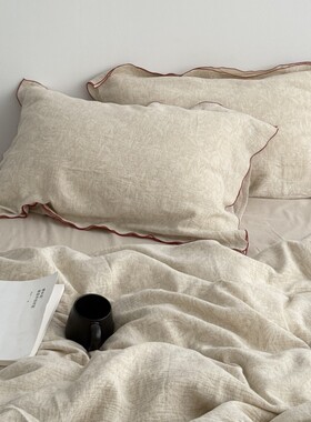 Layman外行【烟雨江南】A类日式全棉色织密拷提花棉麻四件套纯棉