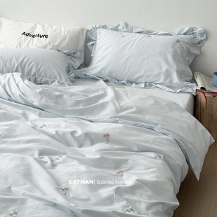 Layman 外行 秋冬纯棉磨毛四件套加厚保暖全棉柔软贴身不起球套件