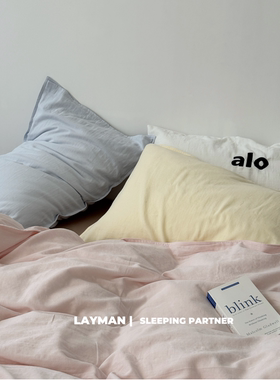 Layman外行【粉GIRL】春夏纯色少女A类纯棉双层纱四件套柔软裸睡