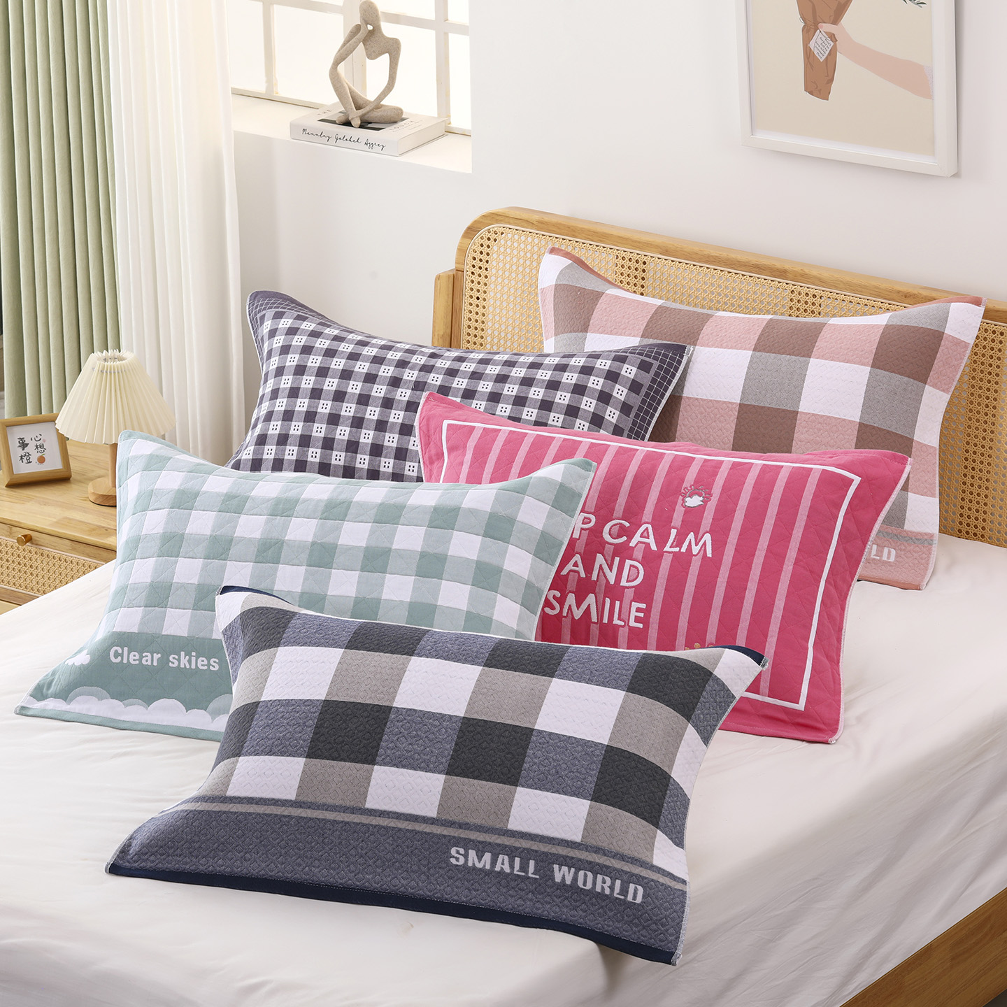 纯棉纱布枕巾一对装加厚枕芯巾