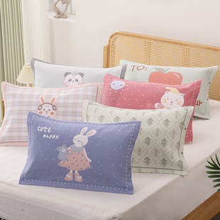 纯棉纱布按扣枕套40x60cm一对装枕头套子家用乳胶防滑枕芯内胆套