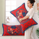 纯棉纱布大红色枕套一对装 加厚枕头套成人枕芯内胆套透气吸汗家用