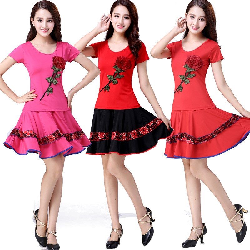 新款广场舞服装套装夏季短袖短裙子跳舞蹈舞衣服中老年百搭拉丁舞|ruв категории Женская одежда, костюм/национальная одежда/театр костюм, национальная одежда/этап погрузки - от Buy2taobao.com для оказания профессиональной услуги покупки агента Taobao