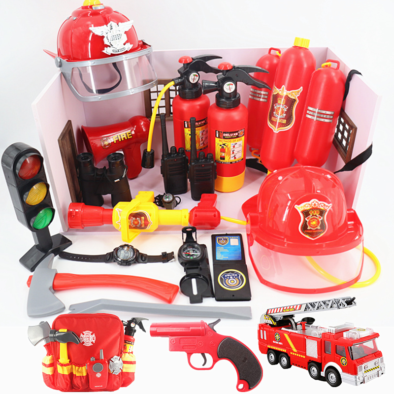 儿童消防员玩具幼儿园角色扮演山姆套装灭火器马甲水枪声光消防帽-封面