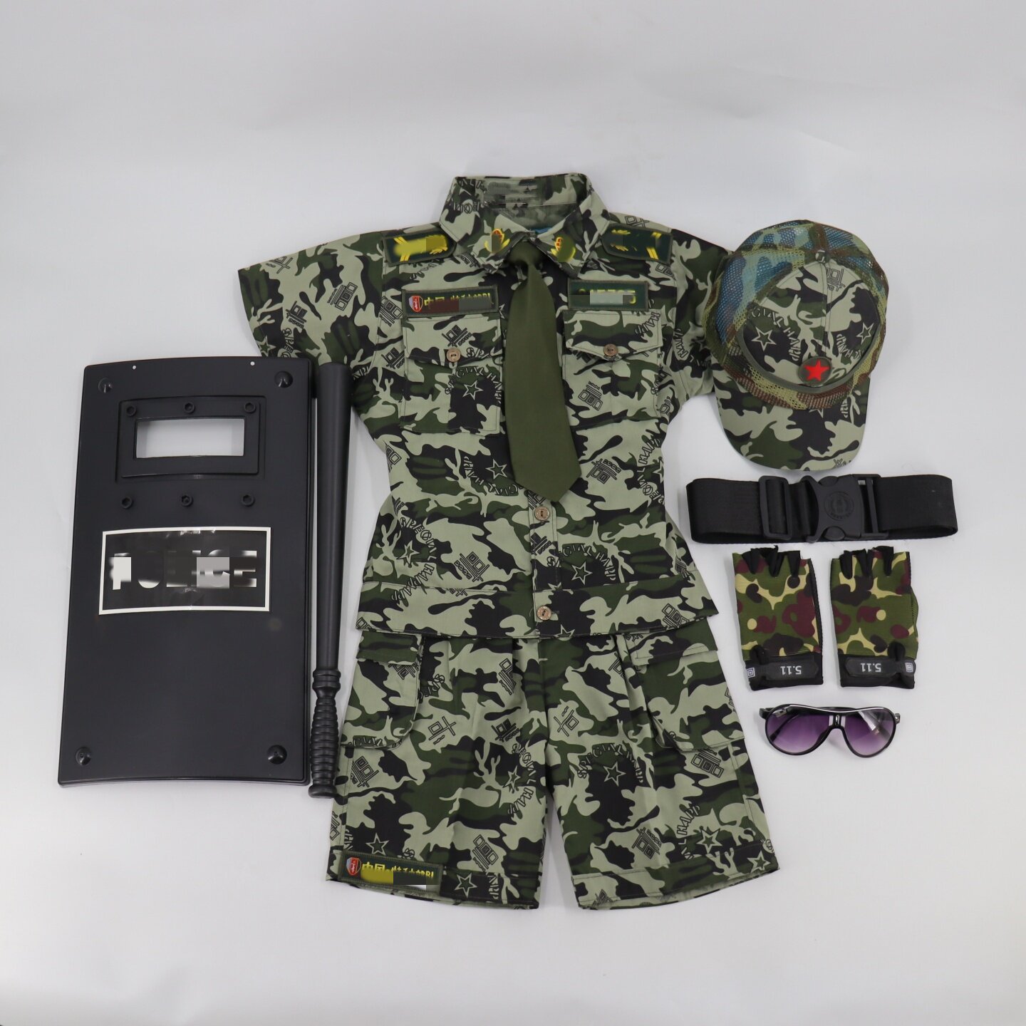 儿童迷彩服套装男女童夏令营军装研学演出服表演特种兵舞蹈服短袖