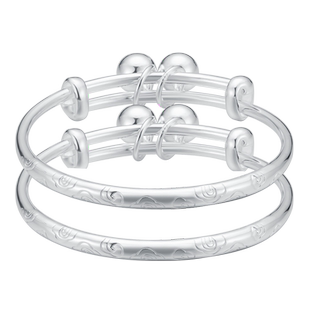 顺钦银楼S999纯银宝宝手镯婴儿男女小孩足银手镯脚镯满月周岁礼物