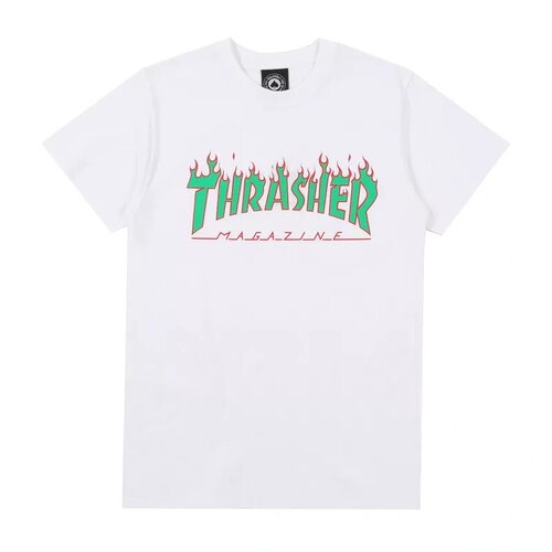 【正品现货】Thrasher Divine Flame 美版荧光绿火焰情侣宽松短袖