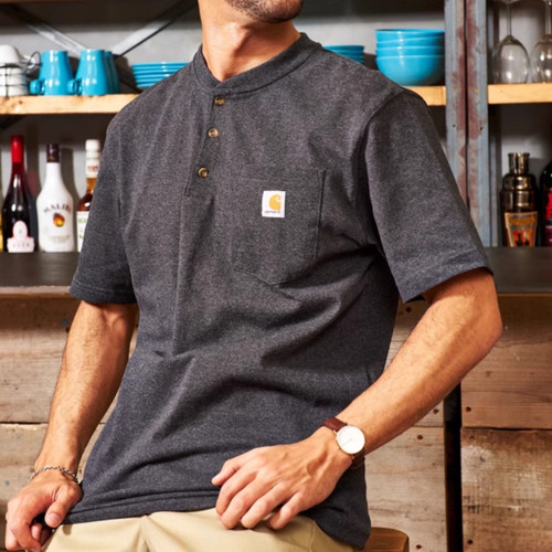 正品Carhartt K84 Henley卡哈特亨利口袋短袖T恤重磅工装男女同款
