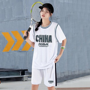 篮球服女套装定制假两件有袖班服中大成人运动比赛球衣队服训练服