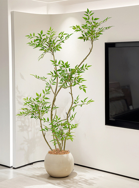 南天竹仿真绿植高端轻奢绿色室内客厅玄关处装饰家居摆件仿生植物