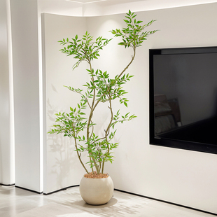 南天竹仿真绿植高端轻奢绿色室内客厅玄关处装饰家居摆件仿生植物