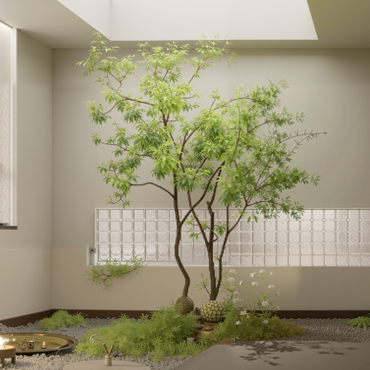 仿真綠植造景室內天窗場景布置