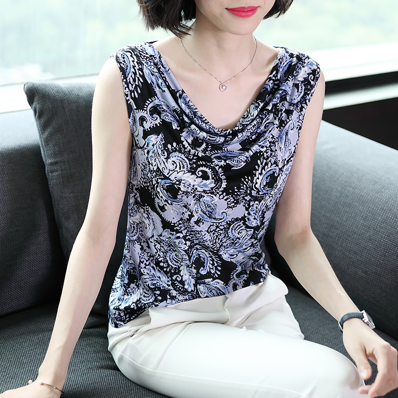真丝吊带背心女夏季大码打底无袖百搭外穿荡领性感针织桑蚕丝上衣