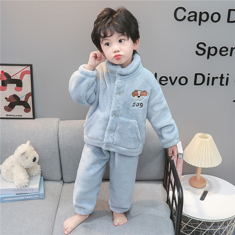 男童冬季考拉绒保暖加厚家居服