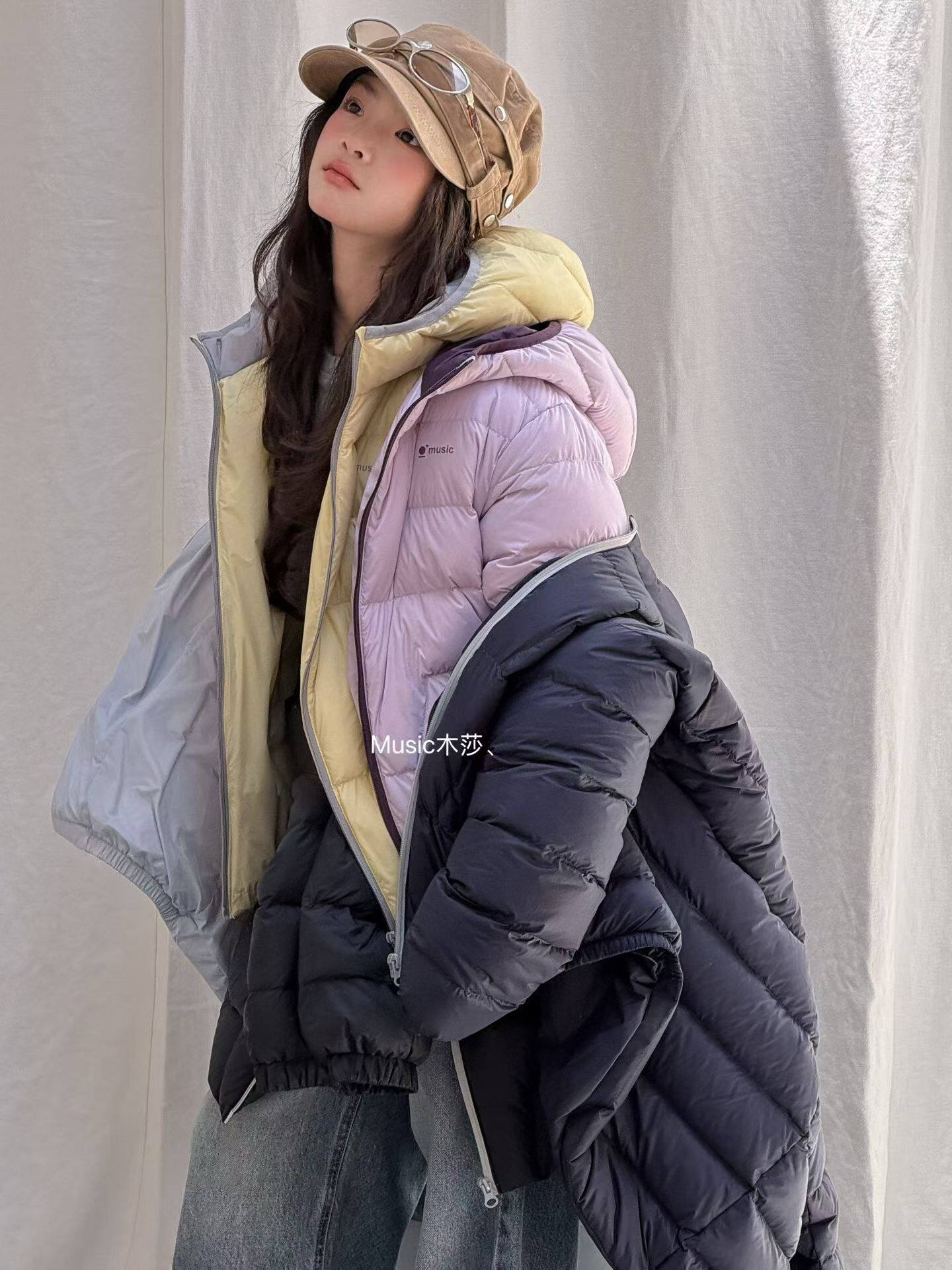 木莎女童韩系连帽羽绒服26秋冬新中大童冲锋衣外套男童拉链面包服