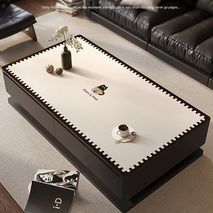 奶油风轻奢高级感茶几垫餐桌垫防水防油防烫免洗桌布客厅台面垫