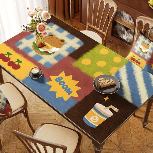 卡通餐桌垫桌布免洗防水防油防烫茶几桌垫轻奢高级感桌面保护垫